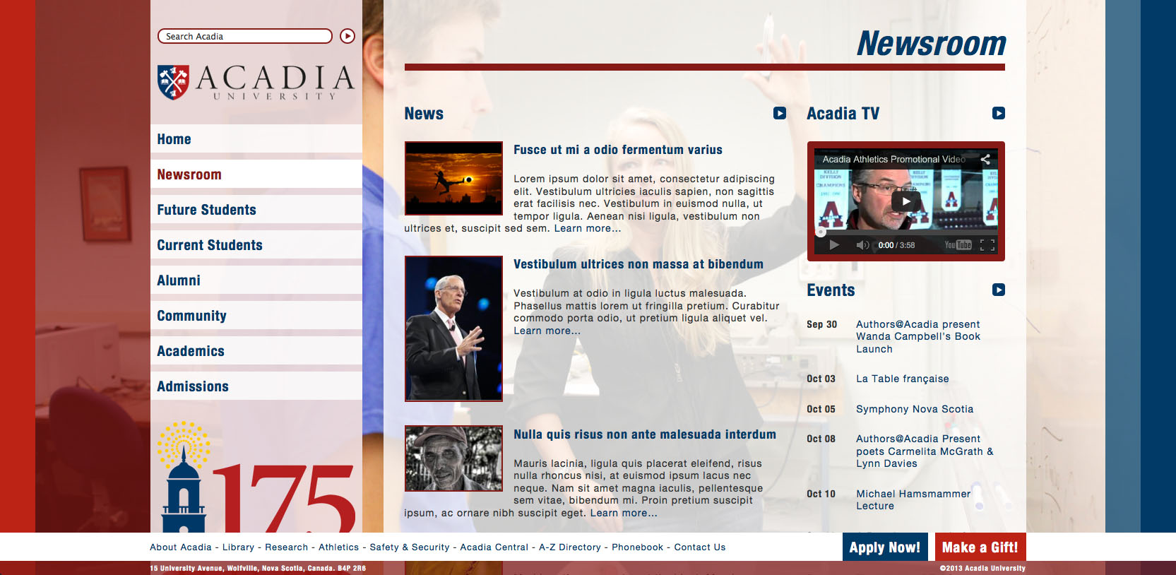 Acadia 2013 Mockup Newsroom